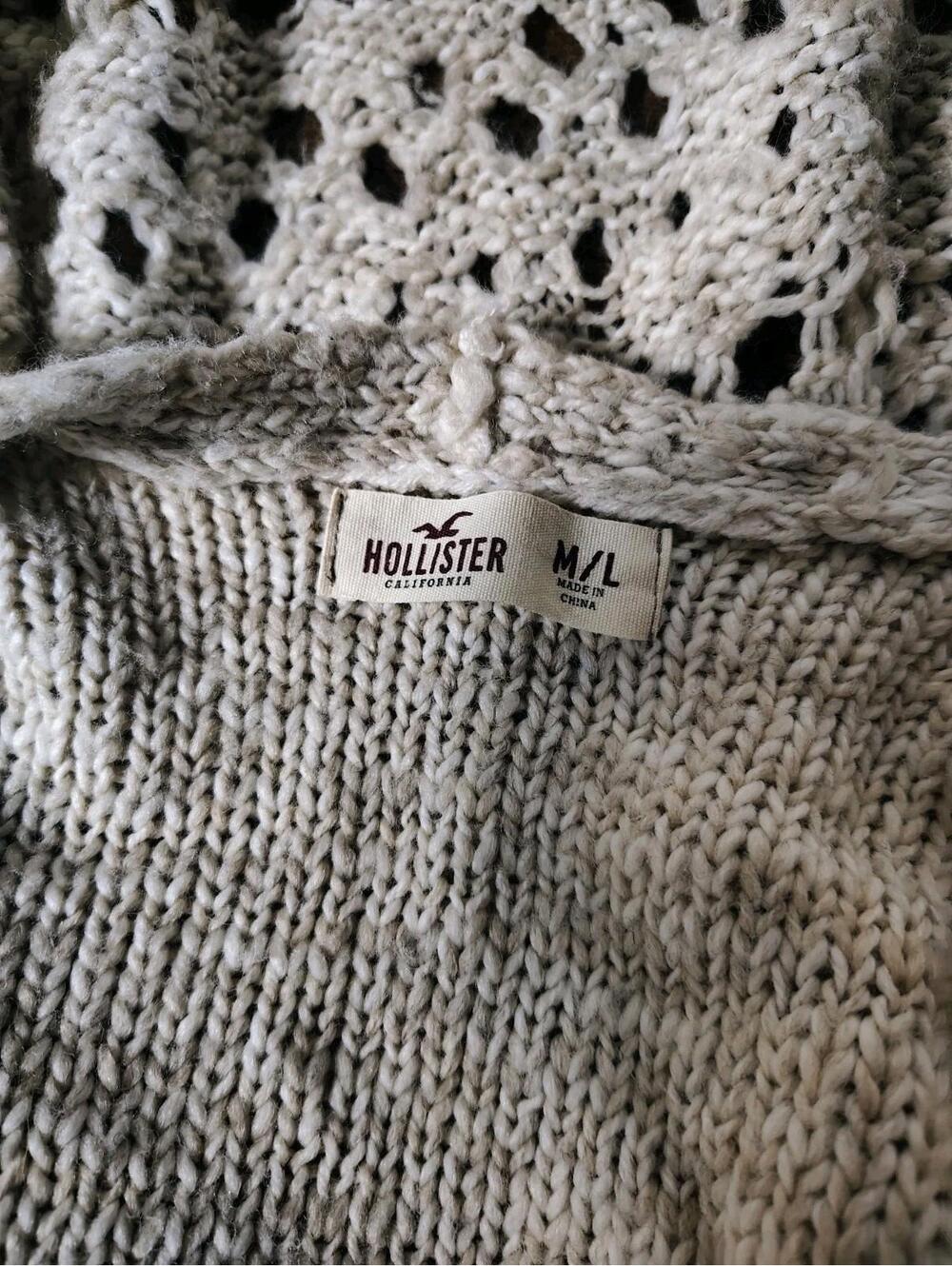 Hollister Womens Bohemian Boho short sleeve cardigan vest ivory beige Sz S/M - Picture 5 of 8